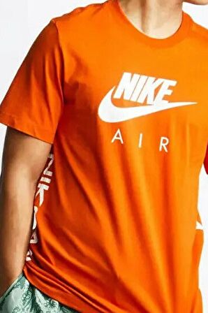 Nike Ultra Swoosh All Over Baskı Logo Tasarım Turuncu Erkek Tişört 