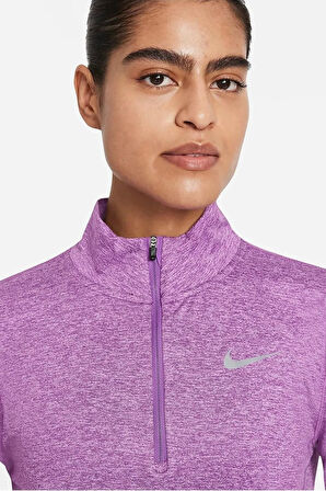 Nike Element 1/2 Zip Running Yarım Fermuarlı Yan Cepli Kadın Koşu Üstü Mor