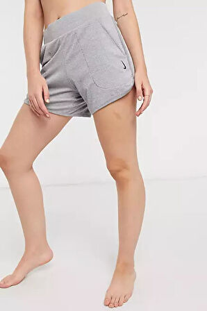 Nike Yoga Ribbed Shorts Grey Nervürlü Kadın Şort Gri