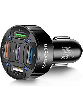 Ally Qc3.0 5 Port Çıkışlı Çoklu USB Araç Içi Çakmaklık Hızlı Şarj Başlığı