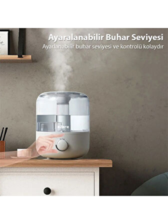 Enraco Üstten Doldurmalı Çift Sprey 2,5 L Büyük Su Tanklı Sessiz Hava Nemlendirici Buhar Makinesi 