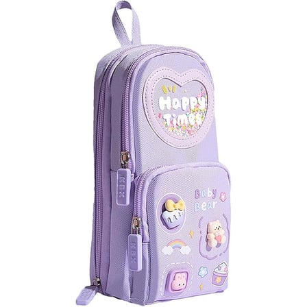 Kawaii büyük kapasiteli tuval kalemlik çantası kızlar için kılıf tutucu kalem kutusu, MOR