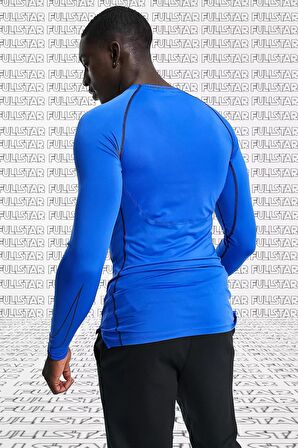 Nike Pro Dri Fit Men's Tight Fit Top Slim Fit Uzun Kollu Sweatshirt Body Sax Mavi