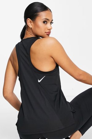 Nike Dri Fit Race Running Singlet Tank Top Kadın Antrenman Atleti Siyah