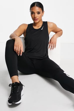 Nike Dri Fit Race Running Singlet Tank Top Kadın Antrenman Atleti Siyah