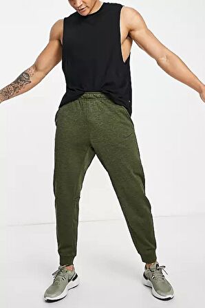 Nike Dri Fit Fleece Tapared Running Konik Yeşil Eşofman Altı 
