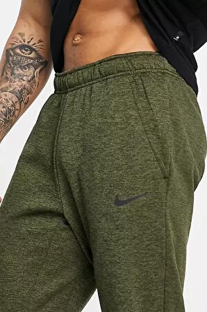 Nike Dri Fit Fleece Tapared Running Konik Yeşil Eşofman Altı 