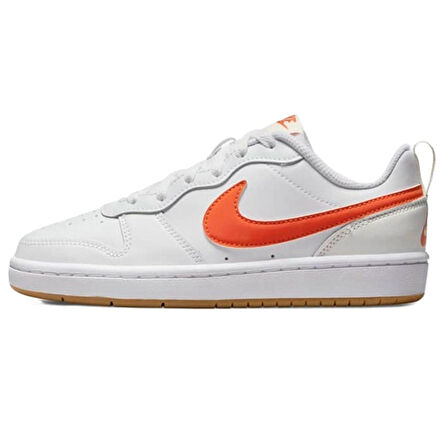 Nike Court Borough Low 2 GS Leather Unisex Sneaker Hakiki Deri Günlük Spor Ayakkabı Beyaz Turuncu
