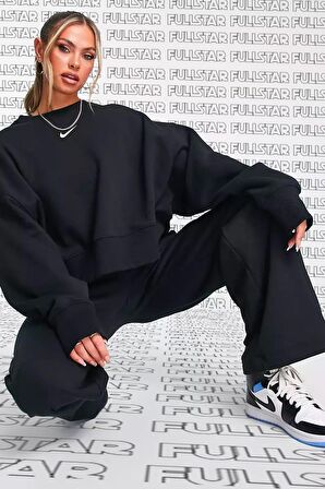 Nike Sportswear Essential Collection Fleece Oversized Crew Kadın Sweatshirt Siyah