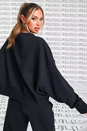 Nike Sportswear Essential Collection Fleece Oversized Crew Kadın Sweatshirt Siyah