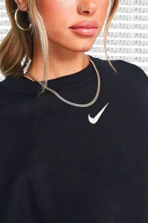 Nike Sportswear Essential Collection Fleece Oversized Crew Kadın Sweatshirt Siyah