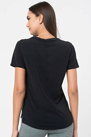 Nike Dri Fit UV One Luxe Women's T-shirt Top Kadın Reflektörlü Koşu Antrenman Tişörtü Siyah