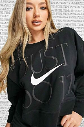Nike Dri Fit Fleece Training Loose Fit Crop Sweat Bol Kesim Siyah Sweatshirt