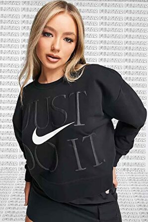 Nike Dri Fit Fleece Training Loose Fit Crop Sweat Bol Kesim Siyah Sweatshirt
