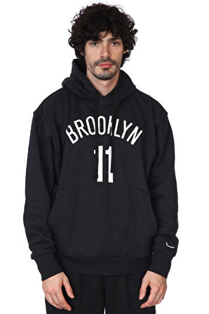 Nike NBA Brooklyn 11 Hoodie Erkek Kapüşonlu Bol Kesim Sweatshirt Siyah