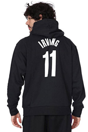 Nike NBA Brooklyn 11 Hoodie Erkek Kapüşonlu Bol Kesim Sweatshirt Siyah