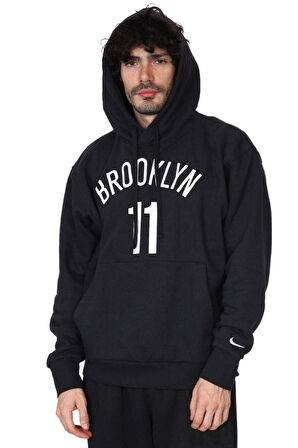 Nike NBA Brooklyn 11 Hoodie Erkek Kapüşonlu Bol Kesim Sweatshirt Siyah