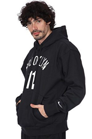 Nike NBA Brooklyn 11 Hoodie Erkek Kapüşonlu Bol Kesim Sweatshirt Siyah