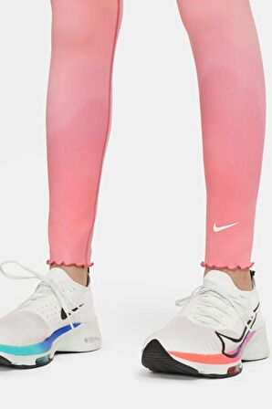 Nike One Girls Printed Dri Fit High Rise Leggings Pink Yüksek Belli Çocuk Taytı Pembe