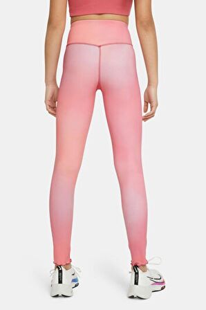 Nike One Girls Printed Dri Fit High Rise Leggings Pink Yüksek Belli Çocuk Taytı Pembe