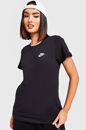 Nike Essential Crew Fit Tee Black T-Shirt Fit Kalıp Pamuklu Tişört Siyah