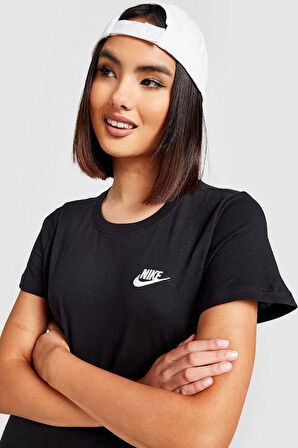 Nike Essential Crew Fit Tee Black T-Shirt Fit Kalıp Pamuklu Tişört Siyah
