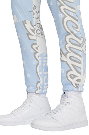 Nike Jordan Fleece Allover Printed Loose Fit Pants Kadın Bol Kesim Eşofman Altı Mavi