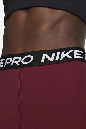 Nike Pro 365 Shorts Tights Yüksek Belli Toparlayıcı 18 cm Bordo Biker Tayt Şort