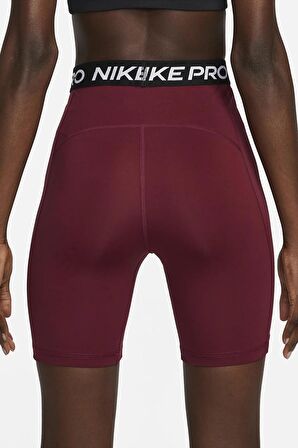 Nike Pro 365 Shorts Tights Yüksek Belli Toparlayıcı 18 cm Bordo Biker Tayt Şort