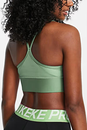 Nike Dri-Fit indy Light Support Longline Green Bra Sporcu Sütyeni Bra Yeşil