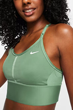 Nike Dri-Fit indy Light Support Longline Green Bra Sporcu Sütyeni Bra Yeşil