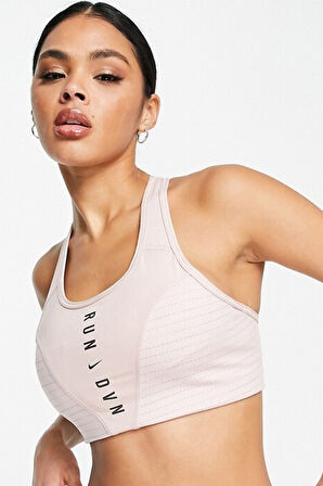 Nike Dri Fit Swoosh Run Division Women's Sports Bra Kadın Spor Bra Pembe