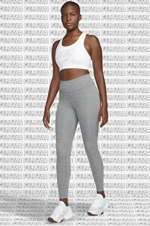 Nike One Diamond Shine 7/8 Leggins 2 Cepli Yapay Elmaslı Toparlayıcı Tayt Gri