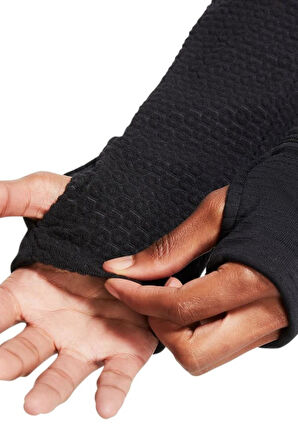 Nike Therma Dri-Fit Yarım Fermuarlı El Korumalı Koşu Üstü Siyah