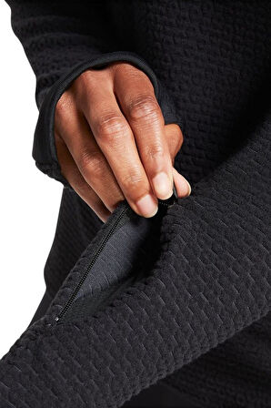 Nike Therma Dri-Fit Yarım Fermuarlı El Korumalı Koşu Üstü Siyah