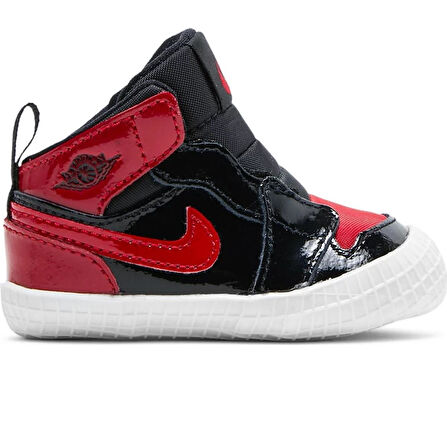 Nike Air Jordan 1 Crib Bootie Hakiki Deri Bebek Patik Ayakkabı Siyah Kırmızı