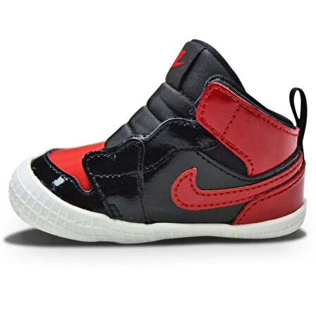 Nike Air Jordan 1 Crib Bootie Hakiki Deri Bebek Patik Ayakkabı Siyah Kırmızı