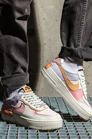 Nike Air Force 1 Shadow Phantom Yürüyüş Ayakkabısı Beyaz Pembe Swoosh