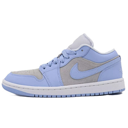 Nike Air Jordan 1 Low Womens Leather Sneaker Hakiki Deri Kadın Günlük Spor Ayakkabı Gri Mavi