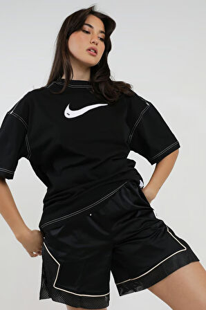 Nike Sportswear Oversized Big Swoosh Tee Swooslu Bol Kesim Siyah Tişört