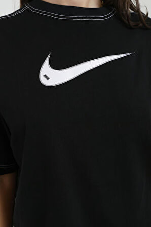 Nike Sportswear Oversized Big Swoosh Tee Swooslu Bol Kesim Siyah Tişört