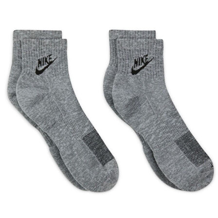 Nike Everday Plus Cushioned Ankle Günlük Yastıklı Ayak Bileği Çorapları 2 li Gri