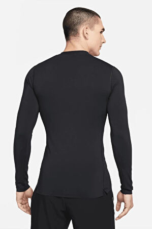 Nike Pro Dri Fit ADV Athletic Tight Fit Training Body Kalın Sıkı Erkek Koşu Antrenman Üstü Sweatshirt Siyah