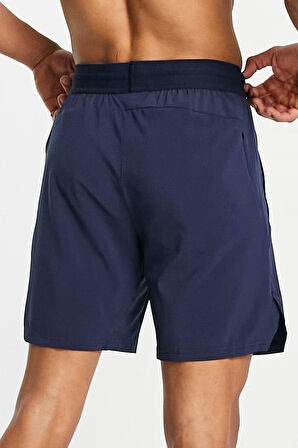 Nike Pro Dri Fit Flex Vent Max 8 inch Shorts Fermuarlı Erkek Antrenman Şortu Lacivert