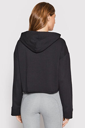 Nike Yoga Luxe Cropped Fleece Training Hoodie Kadın Büyük Beden Crop Sweatshirt Siyah