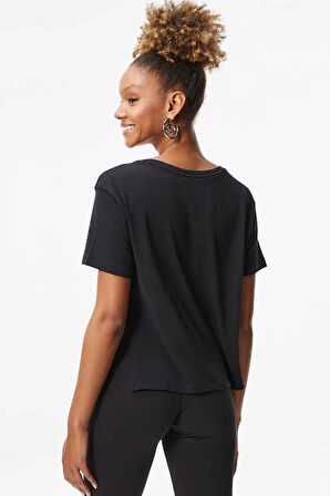 Nike Yoga Dri Fit Split Detail Loose Fit Women's T-shirt Black Kadın Bol Kesim Yırtmaçlı Tişört Siyah