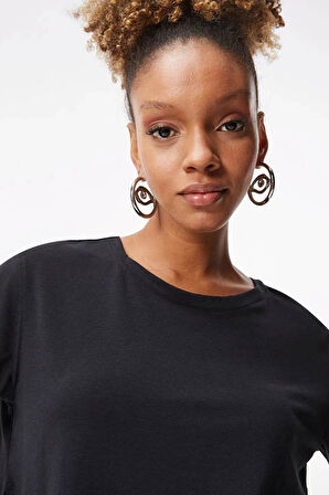 Nike Yoga Dri Fit Split Detail Loose Fit Women's T-shirt Black Kadın Bol Kesim Yırtmaçlı Tişört Siyah