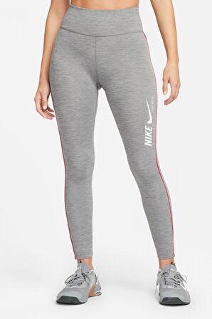 Nike One Dri Fit Training Printed Grey Leggings Toparlayıcı 2 İç Cepli Gri Tayt