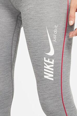 Nike One Dri Fit Training Printed Grey Leggings Toparlayıcı 2 İç Cepli Gri Tayt