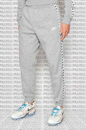 Nike Club Fleece Zeus Tape Graphics Track Suit Kapüşonlu Şardonlu Eşofman Takımı Gri